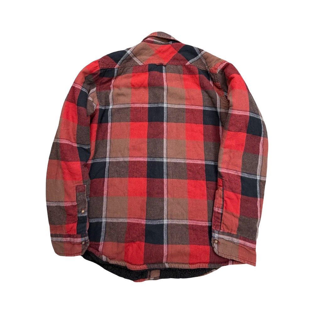 Levi's Flannel Shirt Jacket Mens Small Red Plaid Sherpa Lined Cotton Workwear - Picture 2 of 11